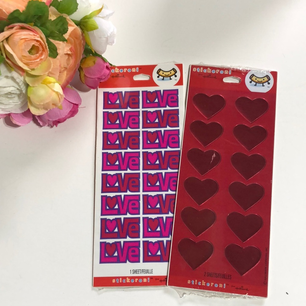 Hallmark Valentines Day Stickers 90s Shiny Heart Stickers 1990s NWT
